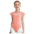 thumbnail image 4 of iixpin Kids Girls Floral Lace Sleeve Ballet Dance Unitard Gymnastics Leotard Sports Jumpsuit Bodysuit Dancewear Coral Pink 13-14, 4 of 6