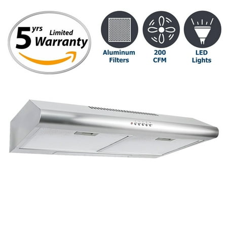Cosmo 30 in. 200 CFM Ducted Under Cabinet Stainless Steel Range Hood with