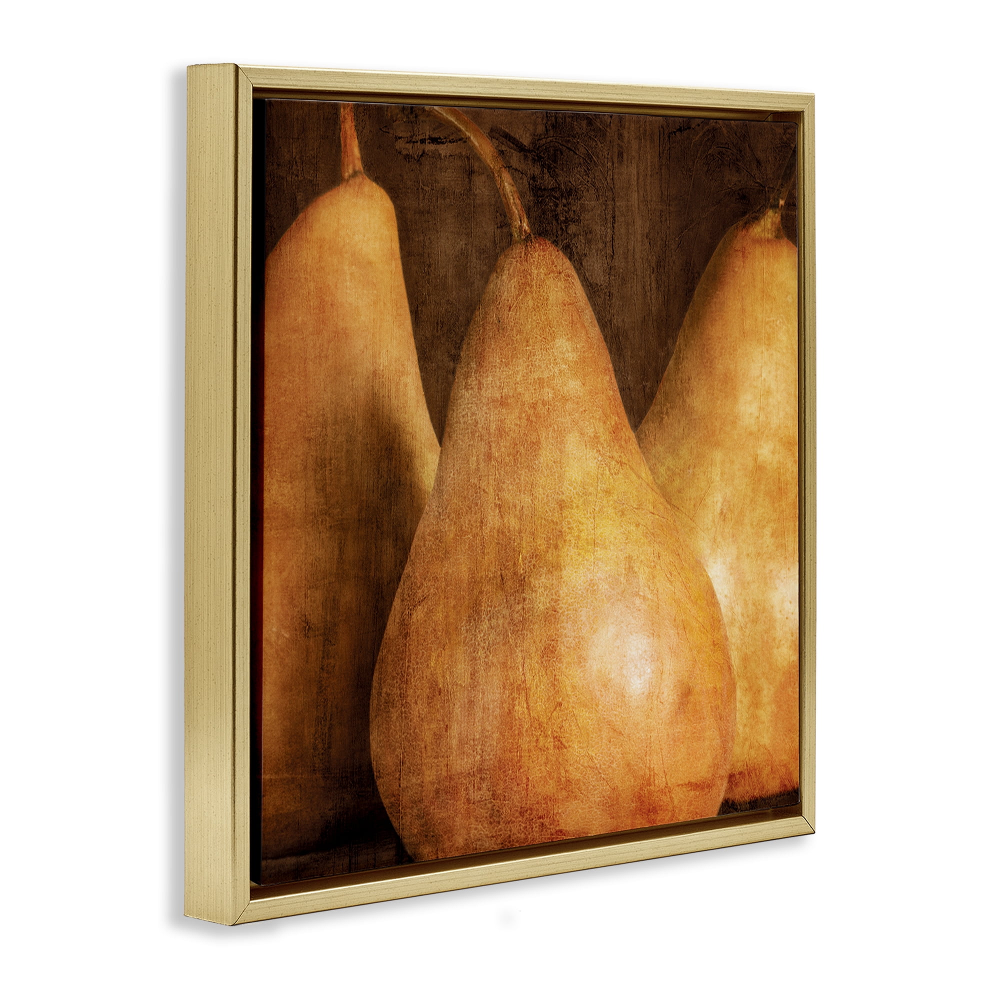 Stupell Industries Rustic Vintage Pears Food & Beverage Painting Gold Floater Framed Canvas Art Print Wall Art, 18 x 18