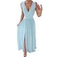 thumbnail image 2 of Ketyyh-chn99 Robes Grande Taille pour Femmes Grande Taille Robe Évasée à Fleurs Manches Longues Robe Longue Confortable Vert,2TG, 2 of 5