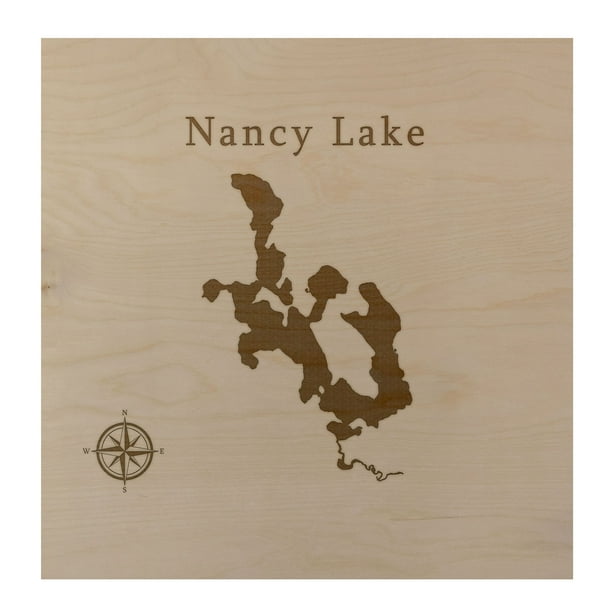 Nancy Lake Map 24x24" Wood Wall Art Office Decor Gift Engraved Alaska