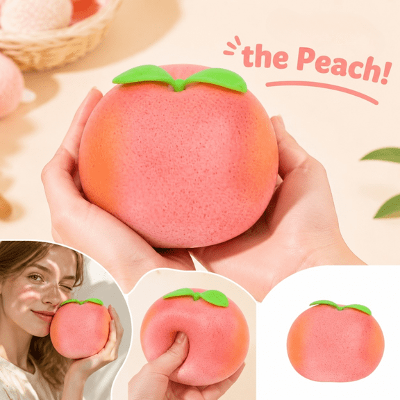 Realistic Peach Slow Rising Squishy Stress Toy - Soft Polymer Decompression Sensory Fidget Toy for Adults and Kids, Squeezable Anxiety Relief Toy for Desk and Gift