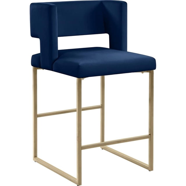 Meridian Furniture Caleb Navy Velvet Counter Stool (Set of 2)