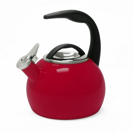 Chantal Enamel Pot - Chantal 2 Quart Enamel On Steel Anniversary Whistling Stovetop Teakettle, Red