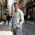 thumbnail image 2 of FGVCTG Mens Plaid Shirts Casual Classic Long Sleeve Collar Button Down Shirts Daily Outdoor Casual Shirt Gray 2XL, 2 of 7