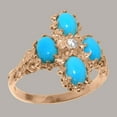 thumbnail image 2 of LBG British Made 9k Rose Gold Natural Diamond & Turquoise Womens Statement Ring - 33 size options - Size 10, 2 of 6