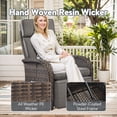 thumbnail image 3 of PARKWELL Outdoor Patio Recliner Chair,Adjustable Rattan Reclining Lounge Chair with Cushion, Gray, 3 of 7