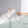 thumbnail image 6 of DUOSONG Waterfall Bathtub Faucet With Sprayer, 3-Hole Roman Tub Filler With Hand Shower Deck Mount Waterfall Tub Spout Set Stainless Steel Bath & Faucets Bathroom Sink Faucets, 6 of 9