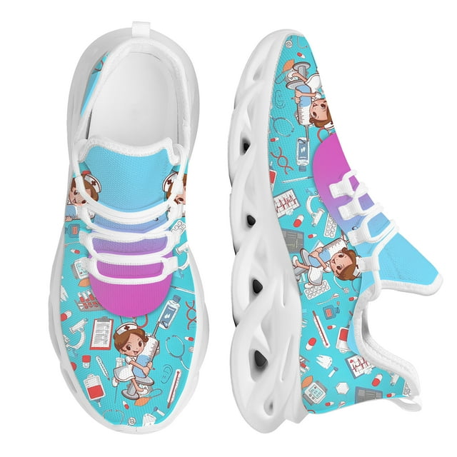 Zapatos de malla para mujer con estampado de enfermera kawaii, plataforma con aumento de altura para hospital, tenis antideslizantes para correr