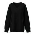 thumbnail image 4 of larppty Womens Sweatshirts V Neck Long Sleeve Soft Sweatshirt Oversized Fall Fashion Hoodies Pullover with Pocket (Black, XXL), 4 of 7