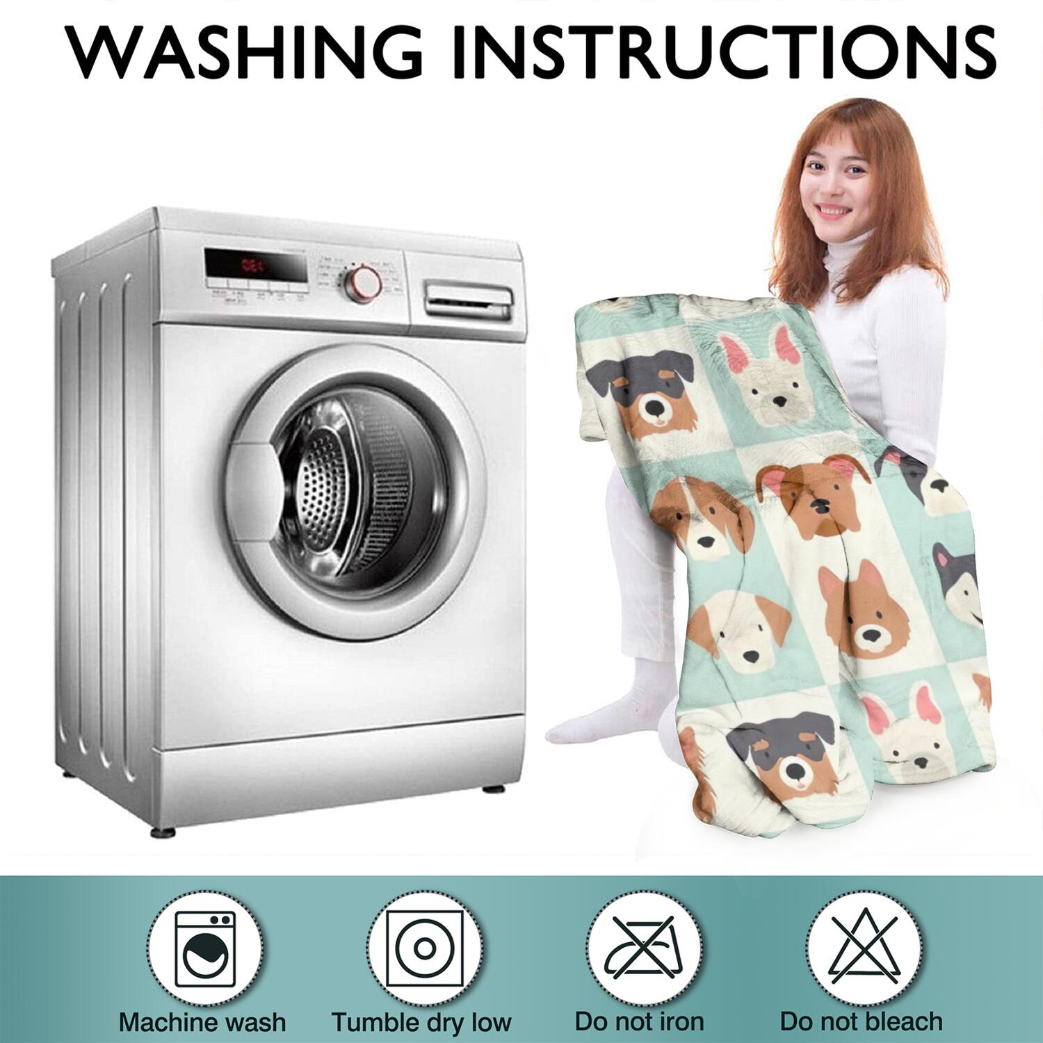 Lovely Dog Breeds Wearable Oversized Blanket,Wearable Blanket Hoodie for Adults,Cozy Hooded Blankets with Super Pockets,Super Warm Fuzzy Pullover for Women & Men
