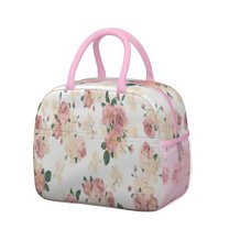 Womens Pioneer Flower Floral Print Pattern Lunch Box for Work,Insulated Lunch Bag for Women,Loncheras Para Mujer,Leakproof Adult Lunch Bag for Work,Beach,Travel,Picnic,Camping