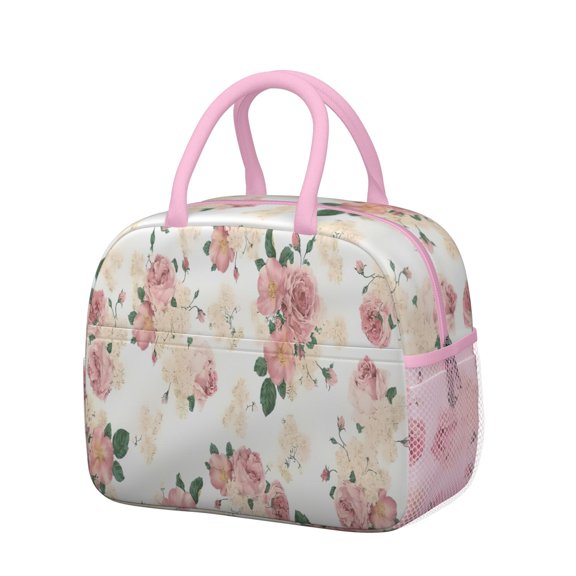 Womens Pioneer Flower Floral Print Pattern Lunch Box for Work,Insulated Lunch Bag for Women,Loncheras Para Mujer,Leakproof Adult Lunch Bag for Work,Beach,Travel,Picnic,Camping