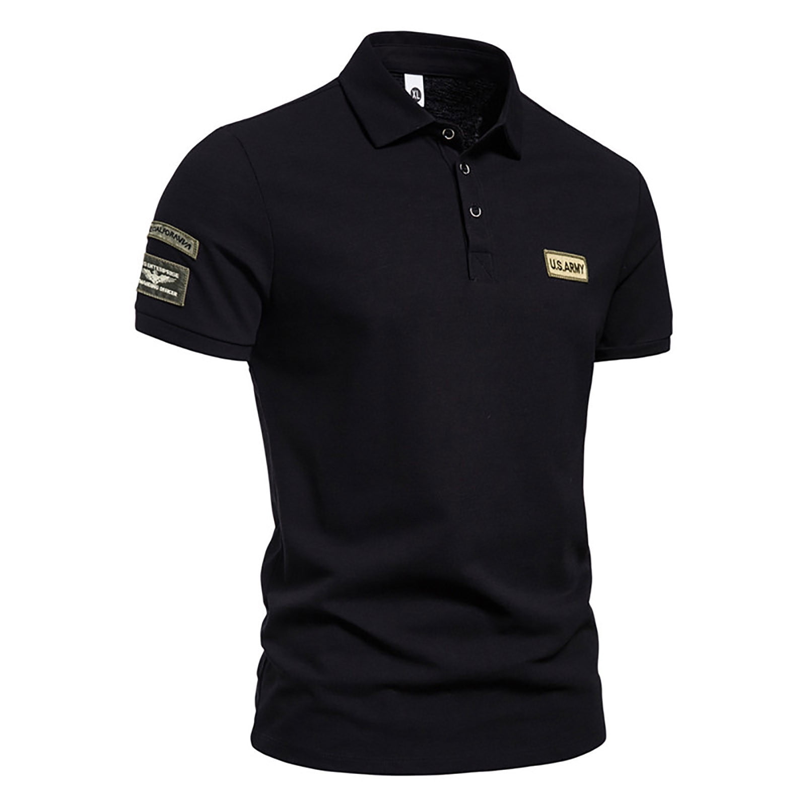 lcziwo Men s Polo Shirts Short Sleeve 2024 Solid Color Letter Lapel Polo Shirts Summer Quick Dry Business Casual Collared Golf Shirts 2024 Black XXXL Walmart