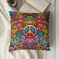 thumbnail image 3 of Pillow Covers , Hippie Peace Sign Throw Pillow Covers, Flower Cushion Covers, Rainbow Stripes Decorative Square Pillow Cases Bedroom Decor, 3 of 5