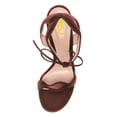 thumbnail image 4 of FSJ Women Open Toe Wavy Edge Strappy Sandals Ankle Strap Chunky Block High Heels Lace up Party Date Office Shoes Size 8 Saddle Brown, 4 of 4