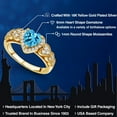 thumbnail image 2 of Gem Stone King 18K Yellow Gold Plated Silver Swiss Blue Topaz and White Moissanite Halo Ring for Women | 1.13 Cttw | Heart Shape 6MM | Gemstone November Birthstone | Size 8, 2 of 6