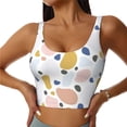 thumbnail image 3 of Goofa Geometric Spots Printed Sports Bras for Women, High Impact Running Bra Workout Crop Tank Tops Longline Sports Bra Push up-Large, 3 of 9
