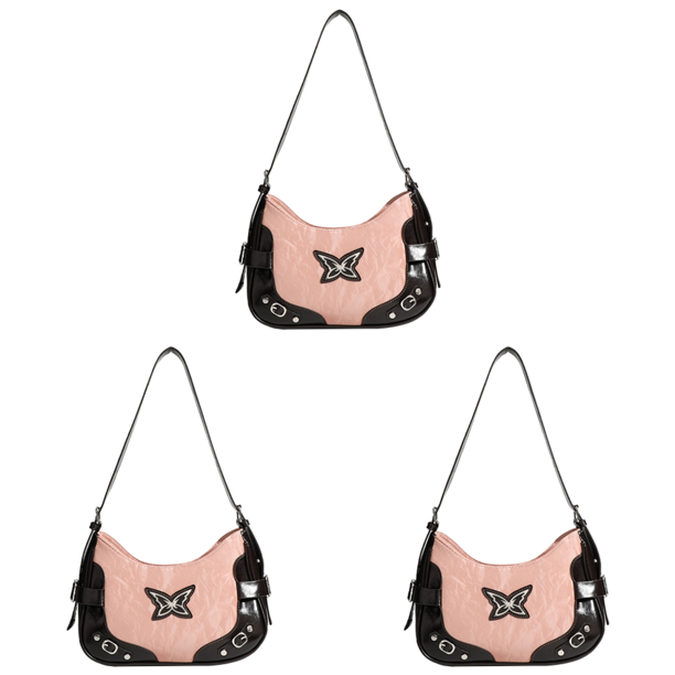 Bolso Hombro Clásico para Mujer Calle Femenino Color Contrastante Mariposa Cuero PU
