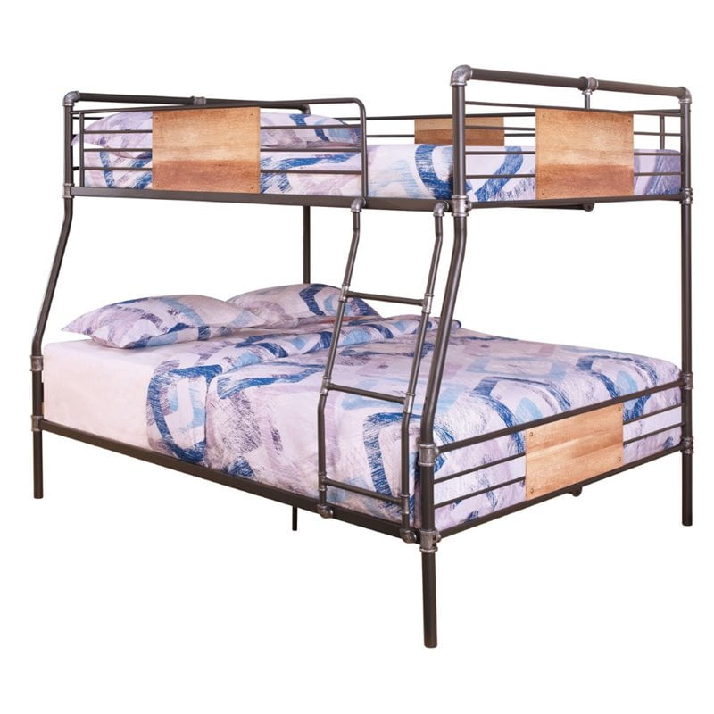 Rosebery Kids Full Xl Over Queen Metal Bunk Bed In Sandy Black Com Queen Metal Bunk Bed In Sandy Black, Queen Bed Frame With Guard Rails