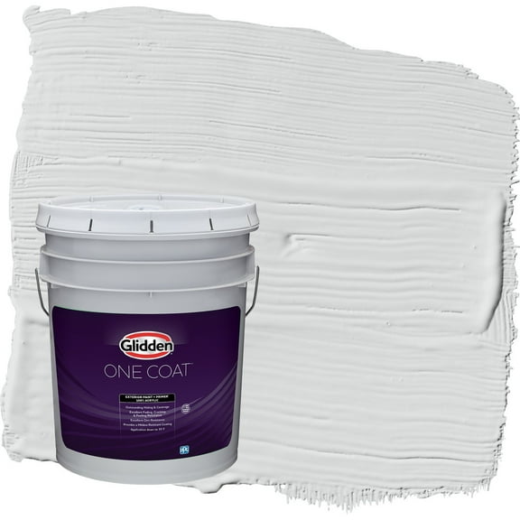 Glidden One Coat Thin Ice / Gray Satin Exterior Paint with Primer, 5 Gallon