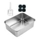thumbnail image 1 of Caja de arena de acero inoxidable, arenero para gatos, cuenco de limpieza para gatos, contenedor de arena para gatos 50x35x15cm, 1 of 9