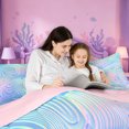 thumbnail image 5 of meiyoeat Blue Swirl Background 7-Piece Twin Bedding,Iridescent Abstract Print Bedding Comforter Set For Girl,Reversible, 5 of 7
