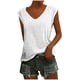 thumbnail image 4 of Blusa elegante sin mangas para mujer, camiseta, camisa, top, blanco, camisa de verano, cuello en V/cuello redondo, ropa informal para adolescentes，METRO, 4 of 5
