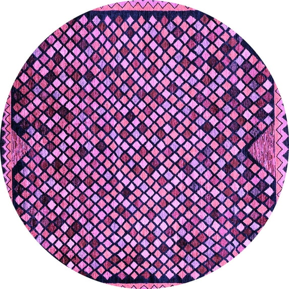 Ahgly Company Indoor Round Abstract Purple Modern Area Rugs, 4' Round