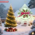 thumbnail image 3 of Stylish Metal Hanging Christmas Tree Wind Spinner - Festive Design with Red Bow & Green Pine for Yard & Garden Decor, 3 of 7