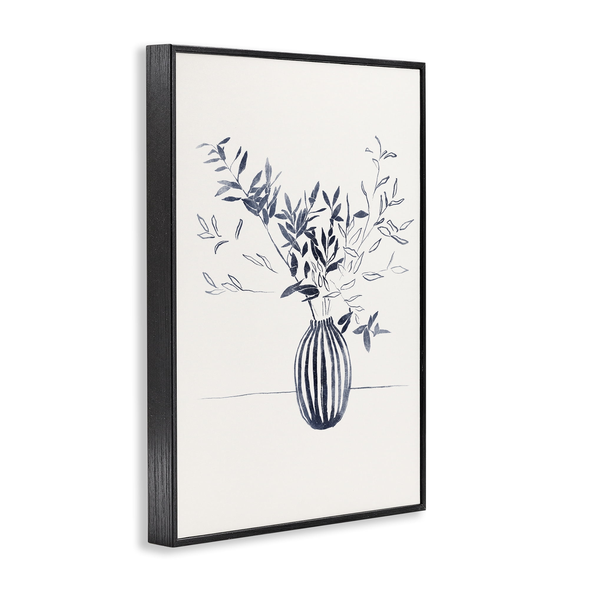 Stupell Industries Minimal Bud Vase Botanical & Floral Painting Black Framed Art Print Wall Art, 12 x 18