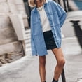 thumbnail image 6 of LYMAYTER Women Fashion Jacket Vintage Button Up Frayed Hem Denim Jacket Long Sleeve Large Pockets Cowboy Outwear S-2XL, 6 of 8