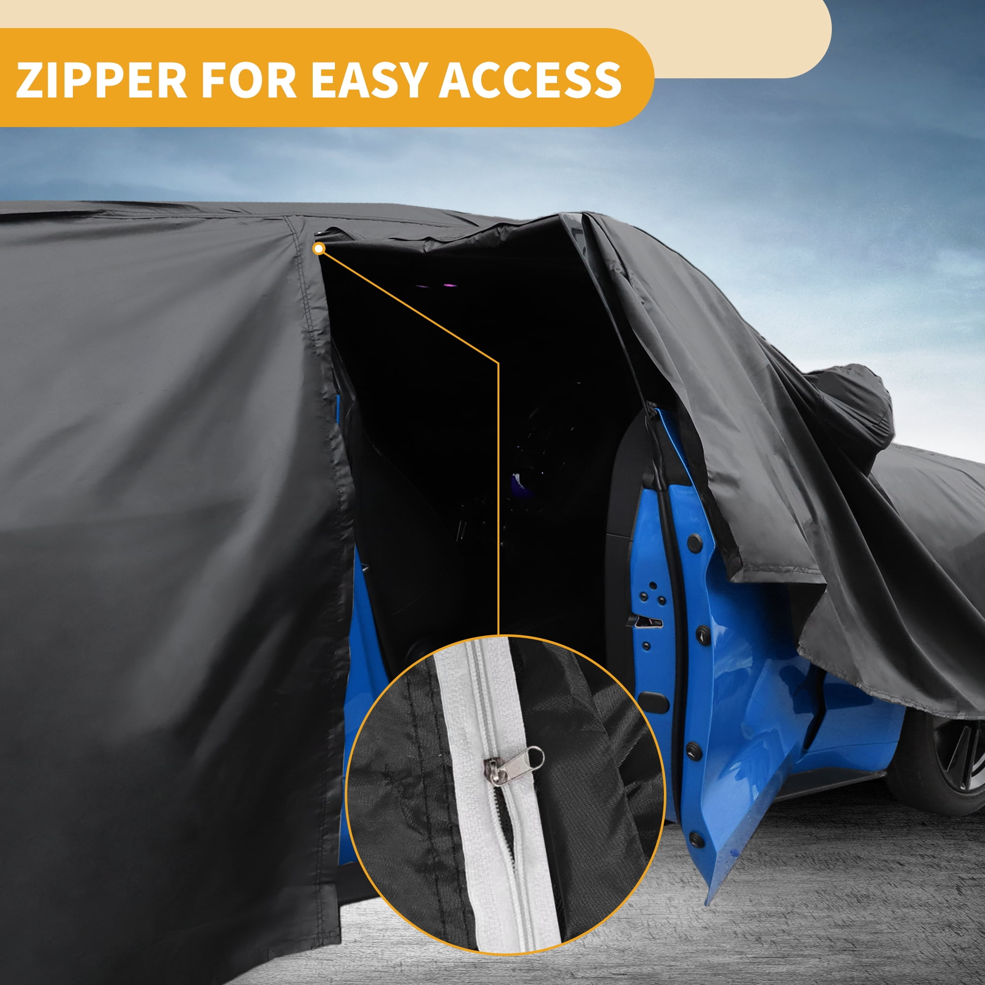 Unique Bargains All-Weather Waterproof Vehicle Cover 190T-PU for Ford Focus Sedan
