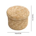 thumbnail image 1 of AMERTEER Woven Straw Storage Baskets with Lid Rattan Snack Container Multipurpose Bins Laundry Toys Organizer Household, 1 of 9