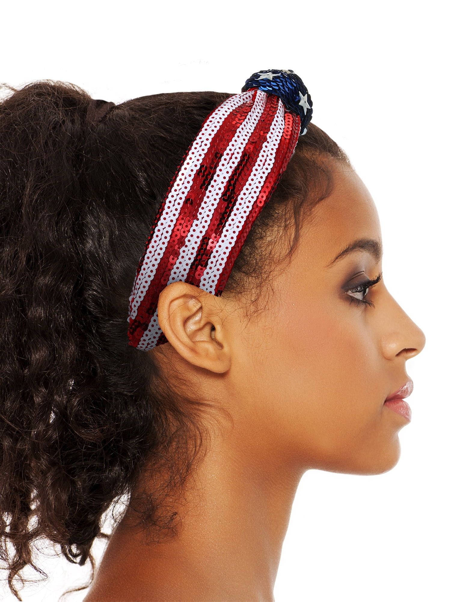 Way to Celebrate Americana Sequin Top Knot Headband, 1 Piece