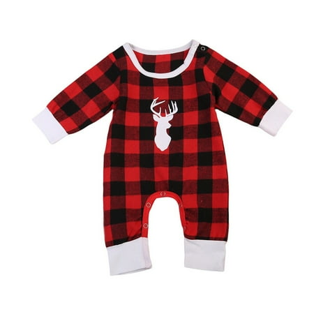 

Christmas Red Plaid Infant Baby Girls Boy Clothes Warm Romper Jumpsuit Outfits