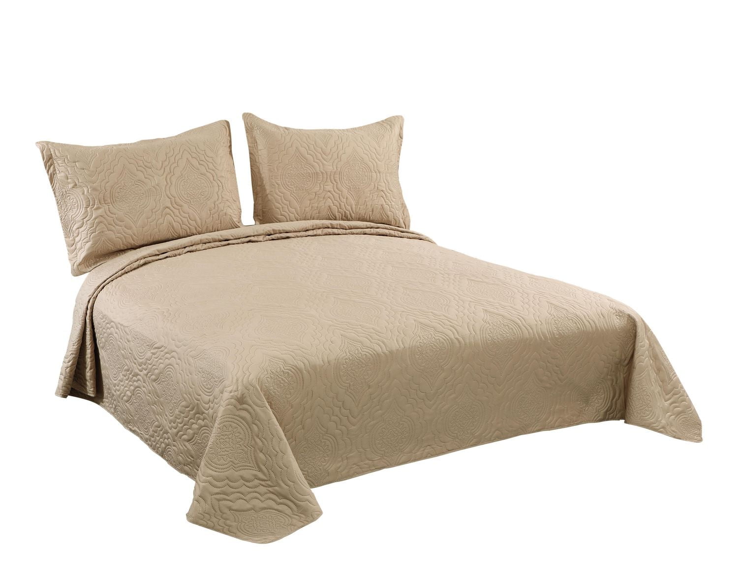 Marina Decoration Solid Embossed Pinsonic Coverlet Bedspread Bedding Ultra Soft Summer Quilt Set with Shams