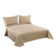 thumbnail image 2 of Marina Decoration Solid Embossed Pinsonic Coverlet Bedspread Bedding Ultra Soft Summer Quilt Set with Shams, Taupe Color, 2 of 6