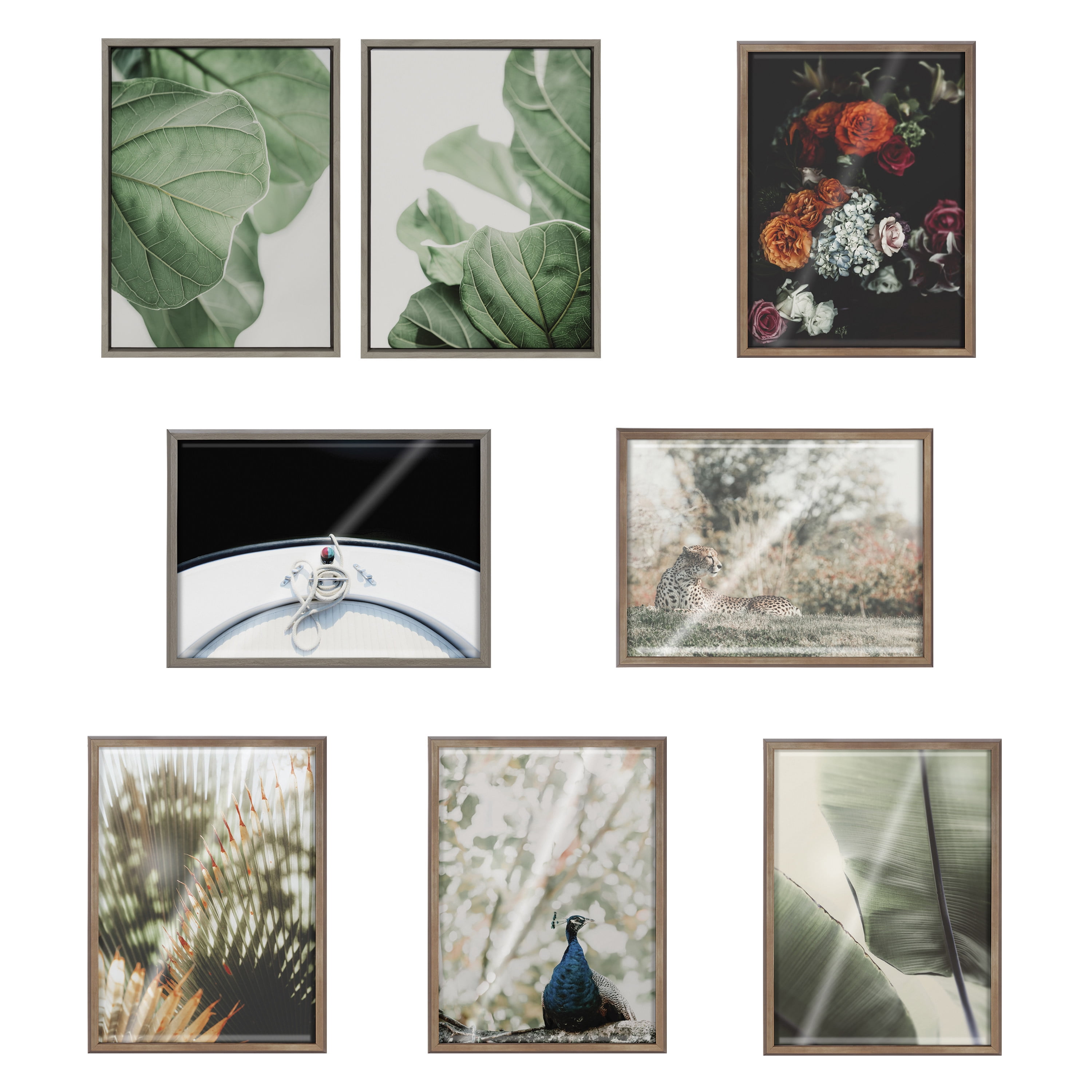 Sylvie Plant Study 18 in x 24 in Framed Painting Canvas Art Prints, by Kate and Laurel Set of 2