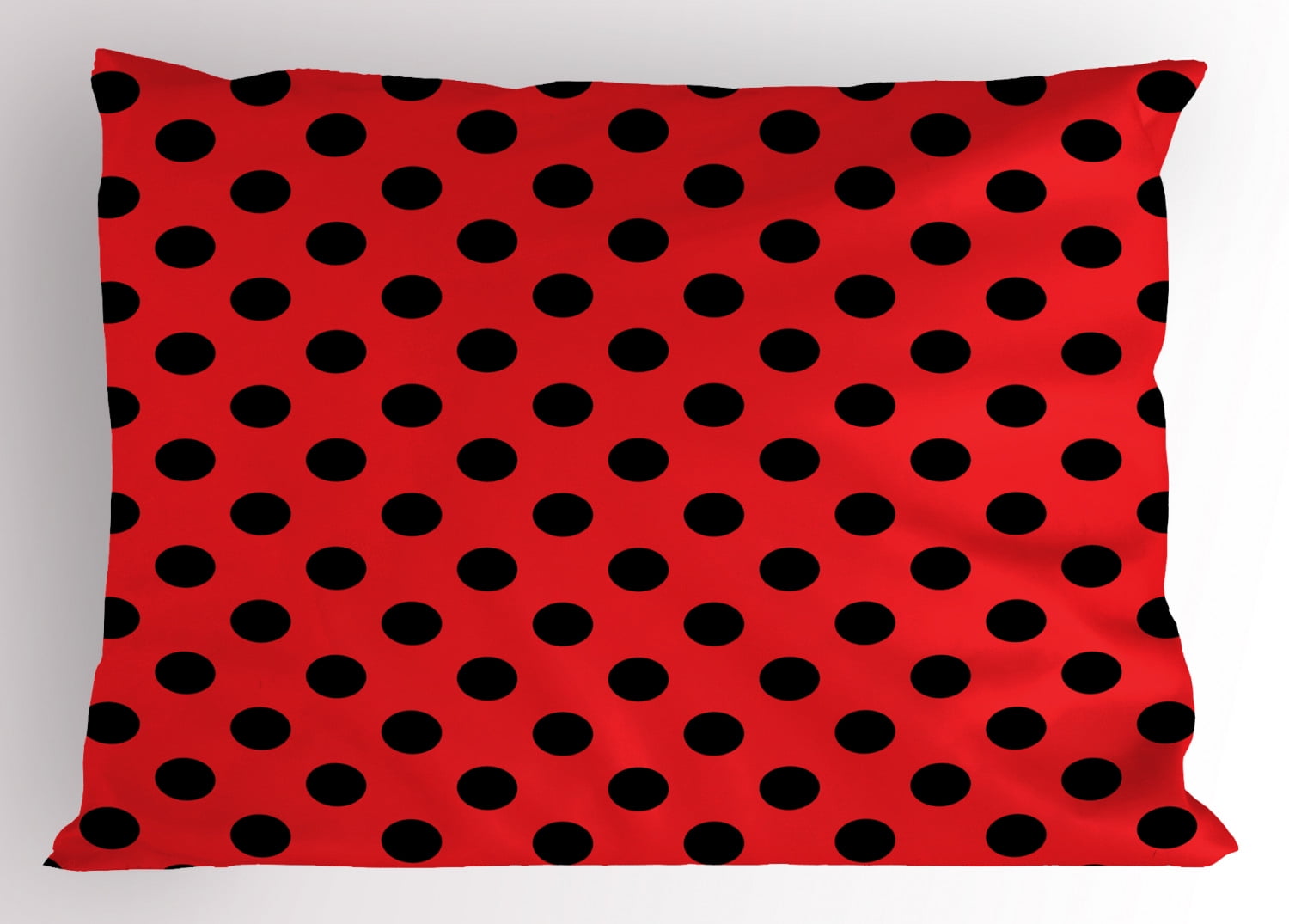 Red and Black Pillow Sham Retro Vintage Pop Art Theme Old 60s 50s Rocker Inspired Bold Polka Dots Image, Decorative Standard Size Printed Pillowcase, 26 X 20 Inches, Scarlet, by Ambesonne
