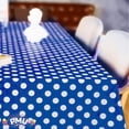thumbnail image 5 of PMU Polka Dot Table Cover Royal Blue Plastic Rectangle 54" x 84" Tablecloth Square Wipeable Waterproof Disposable Party Decoration Great for Dining, Parties, Picnics, Bbq's, Summer Gatherings Pkg/12, 5 of 6