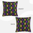 thumbnail image 3 of Bingfone Mardi Gras Shiny Green Purple Linen Throw Pillow Covers Cushion Case Pocket Button Vintage Farmhouse Pillowcase For Sofa Couch Bed 16"X16", 3 of 9