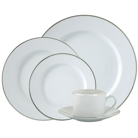 Classic Platinum 5 Piece Place Setting- Dinner, Salad, Bread and Butter, Teacup and Saucer, Perfect for everyday use or for special occasions By Royal