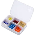 thumbnail image 1 of Pill Organizer - Portable Pill Box Small Pill Container for Purse or Pocket, Excellent Pill Storage Case (White, 6 Compartment), 1 of 5