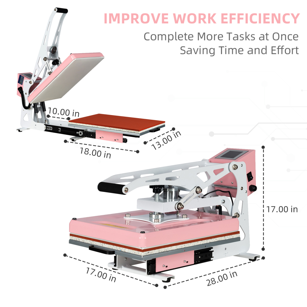 13x18 Semi-automatic Heat Press Machine With Auto Open and Slide-out base