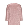 thumbnail image 5 of UVEASISHA Dressy Casual T Shirts for Women Sparkly Glitter 3/4 Sleeve Crew Neck Tee Tops Loose Fit Solid Color Summer Tees Pink XXL, 5 of 7