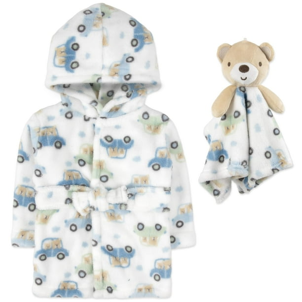 Set de Bata de Baño para Bebé y Manta de Apego Minky Cars