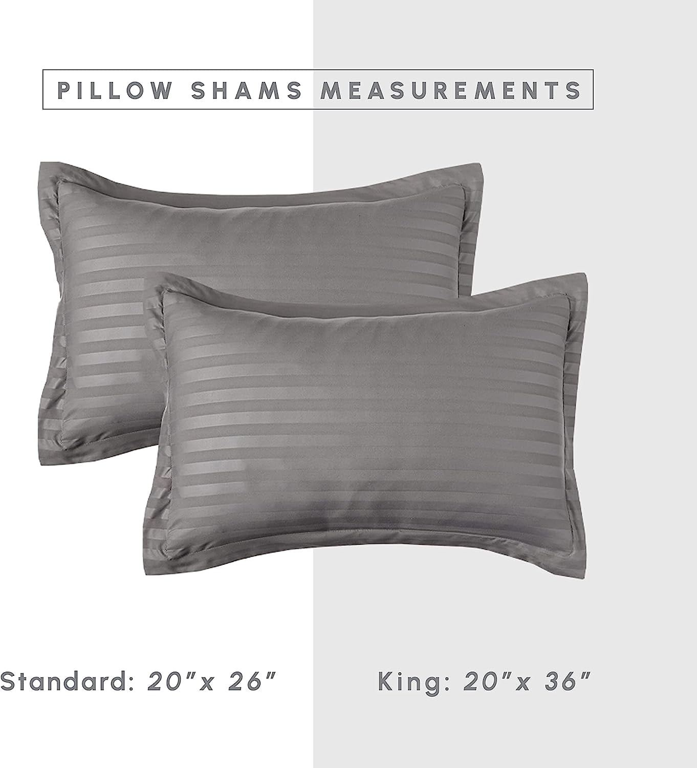 Cozy & Soft 8-Piece Bedding Set - Includes Comforter, Smart Sheet Set, Bed Skirt, Matching Pillowcases and Shams, Striped Design, King/California King, Gray Comforter Set