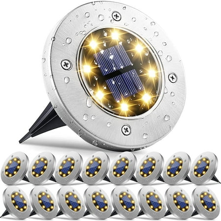 

Solar Ground Lights 16Pack Solar Garden Lights Outdoor Solar Disk Lights Waterproof LED in-Ground Lights Landscape Lights for Pathway Yard Deck Lawn Patio Walkway