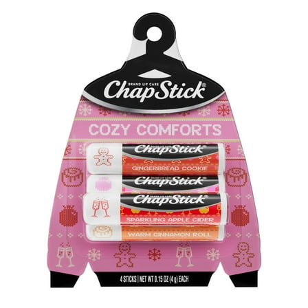 ChapStick Cozy Comforts Lip Balm Gift Set, Moisturizing Lip Care, 4 Pack Variety, 0.15 oz Each